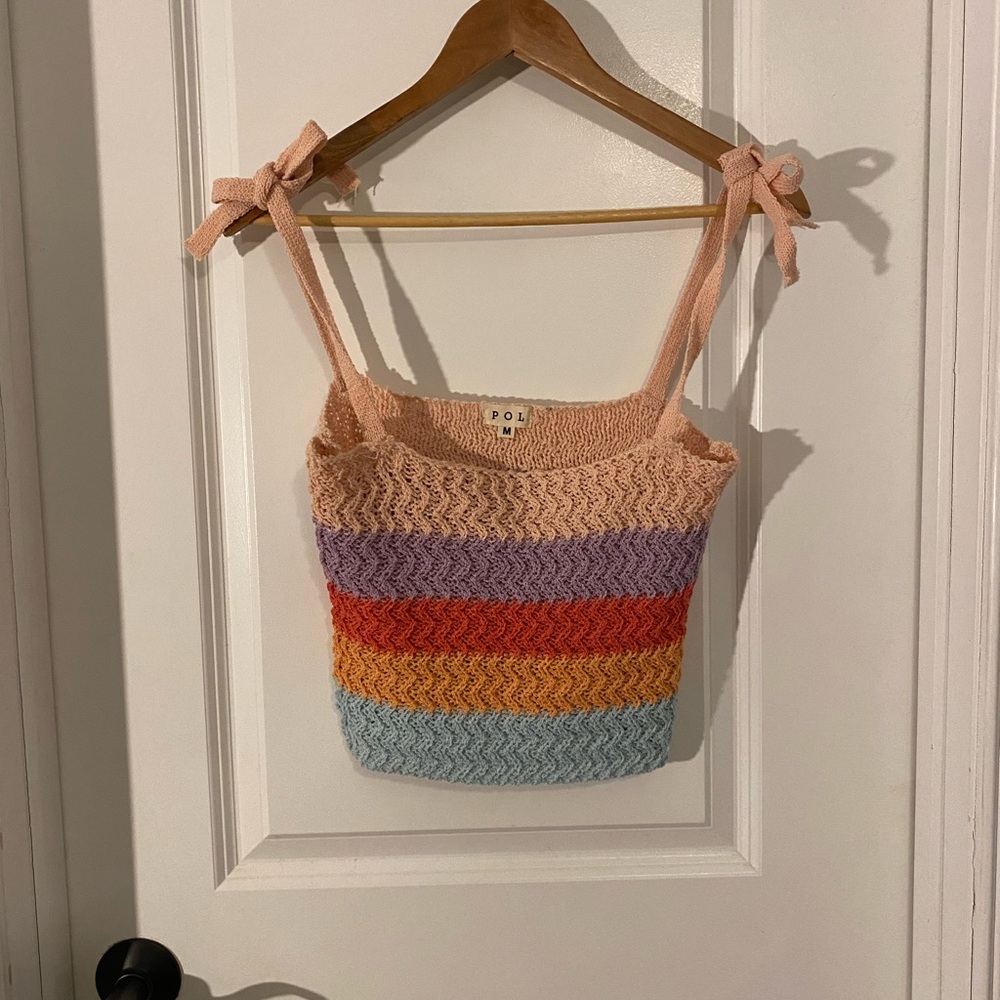 POL Pink Crochet Knit Halter Top